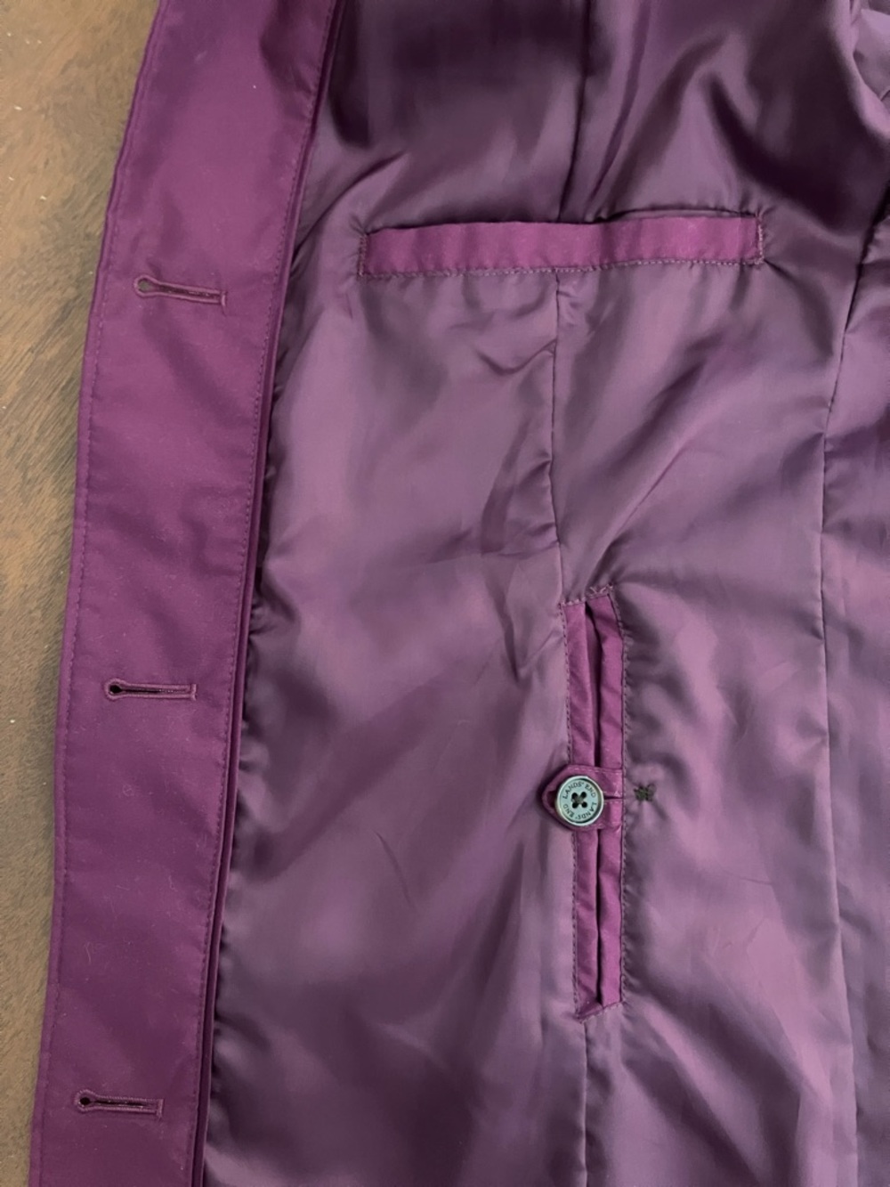 Lands' End Fuchsia Purple Spring Raincoat Trench Jacket Coat Small - Picture 8 of 16